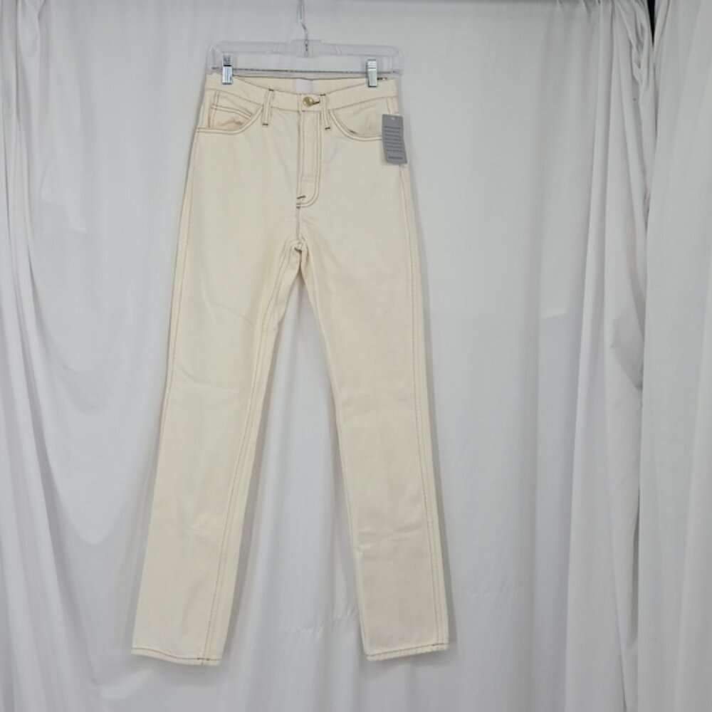 Frame Denim Le Italien High-Waist Ankle True Straight Jeans Blanco Cream Size 25